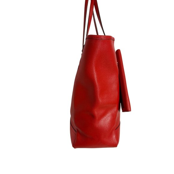 Coach Red Shoulder Tote Bag Top Zip Big Saffiano Leather + Red Wallet Set 23821 - Picture 4 of 15